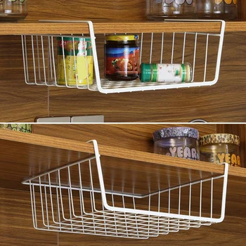 

Under Shelf Basket, 2 Pack Stainless Steel Wire Rack Space Saving Under Shelf Cabinet Storage for Shelf Organization Kitchen Cou