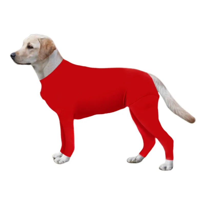 Костюм для восстановления одежды для собак, одежда для стерилизации, эластичное боди для предотвращения вылизывания ран после операции - Цвет: Красный