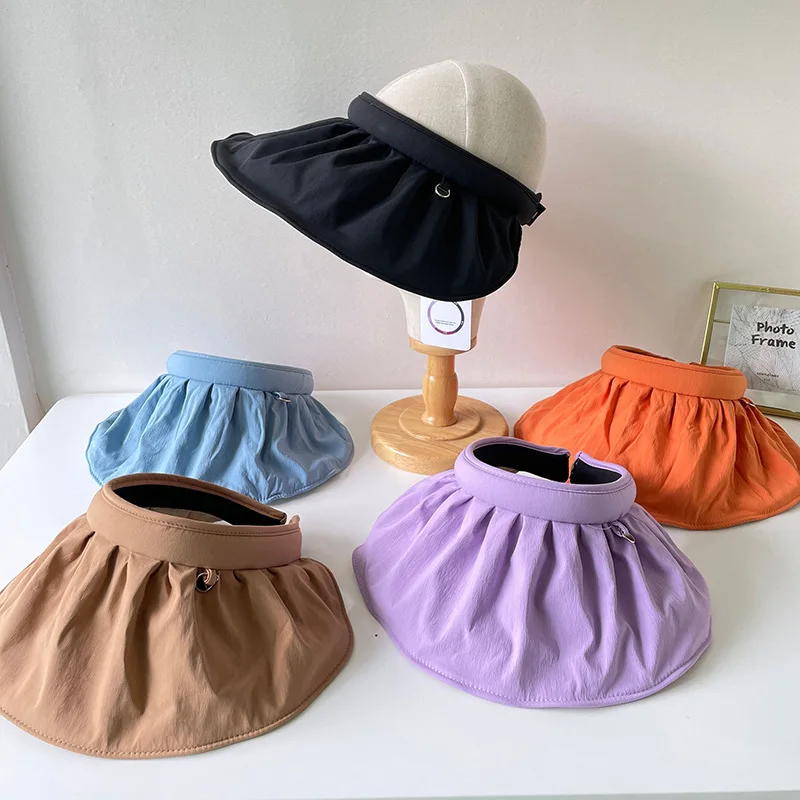 

Dual-use Empty Top Headband Korean Fashion Solid Color Empty Top Hat Women Summer Wide Brim Beach Sunshade Sun Protection Visor