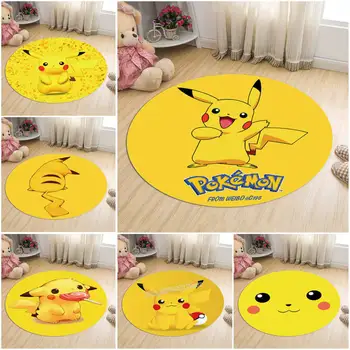 

Pocket Monster Round Mat Pokemon Pikachu Rug Children's Non-slip Cartoon Printed Floor Carpet Bathroom Shower Rug Christmas Gift
