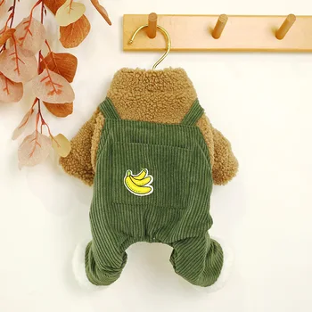 

Green Colors Clothes with Banana Printing Dog Jumpsuits for Autumn and Winter Newest Style Brushed and Thick Dog Overall for Dog