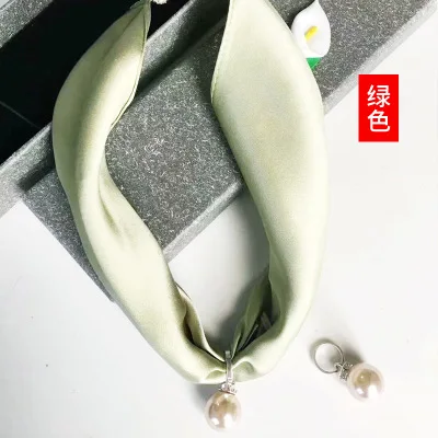 Квадратный круглый Шелковый шейный платок женский сплошной цвет шелковое ожерелье Корея Шелковый бисер маленький шарф