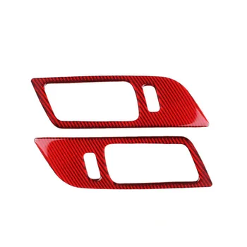 

2pcs Carbon Fiber Inner Door Handle Bowl Decor Cover Red For Ford Mustang 15-19 Replacement Car Accessories