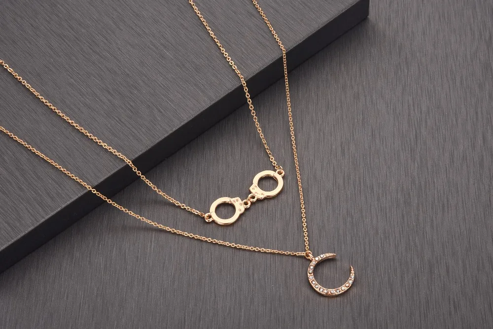 Модные наручники подвеска ожерелье для женщин полумесяц кристалл ручная работа