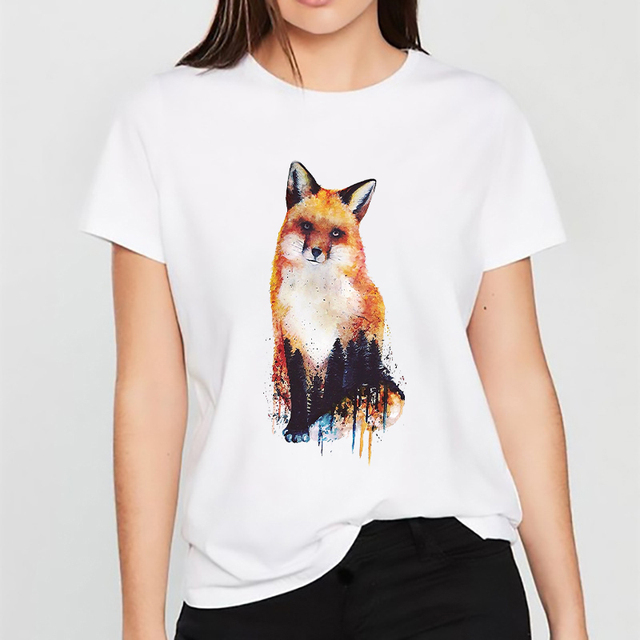 Watercolor Camiseta Anime Roupas Femininas Oversized T-shirt White Clothes Ladies Graphic Print Female O-neck Tee T-Shirt