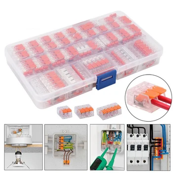

75/85 pcs Mini Quick Connector Wire Connector Universal Compact Wire Connector Plug-in Wire Terminal Block Home Connector