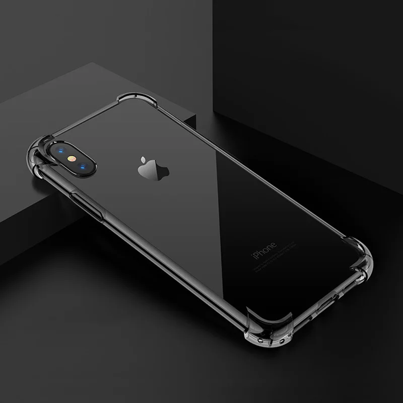 

Luxury Thin 4-Corners Shockproof Bumper Transparent Clear Phone Case For iPhone X XS XR XS Max 8 7 6S Plus Soft TPU Coque Funda