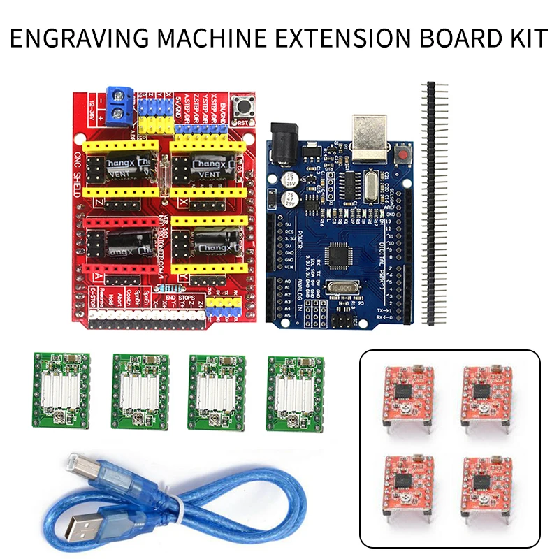 Плата расширения щит ЧПУ V3.0 + плата R3 с USB для Arduino 4 шт. Драйвер шагового двигателя