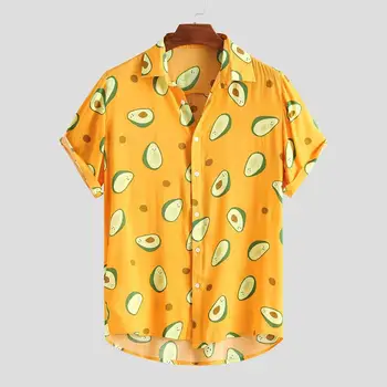 

Casual Men's shirt Summer Printed Short sleeve shirt Casual Loose Turn Down Collar Tops 8.13