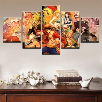 

Canvas Wall Art Posters Home Decor HD Prints Pictures 5 Pieces ONE PIECE Anime Characters Painting Living Room Modular Framework