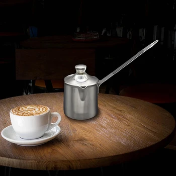 

Turkish Greek Arabic Style Coffee Pot Stainless Steel Long Handle Milk Jug Barista Coffee Pot for Turk Cezve Cafeteria Metal Han