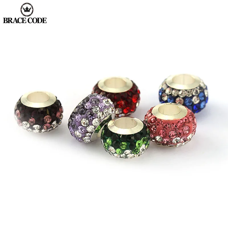 

2Pcs/Lot New Shambhala Beads Color Two-tone Rhinestone Mud Ball Girls Bracelet Jewelry Colored Rhinestone Bead Accessories