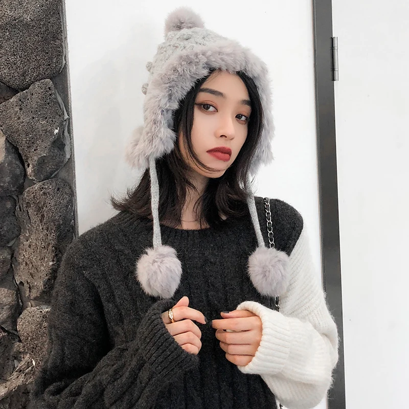 Зимние женские шапки вязаные Gorros утепленные женские повседневные меховые шапки с шариками Camel Windbreak зимняя Круглая Шапочка без полей