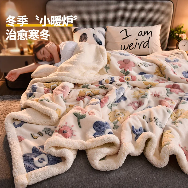 Thick Flannel Blanket Suitable for Spring Autumn and Winter About 5162 Inches,Navy GAOZHEN Lamb Wool Double-Layer Blanket Thick Flannel Blanket Suitable for Spring Autumn and Winter About 5162 Inches,Navy GAOZHEN Lamb Wool Double-Layer Blanket