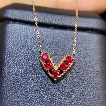 شراءShilovem 18k ارتفع الذهب الحقيقي الطبيعية روبي الأحجار الكريمة المعلقات مصنع النساء قلادة غرامة جديد هدية الكريسماس 3*3 مللي متر Dz0303998h