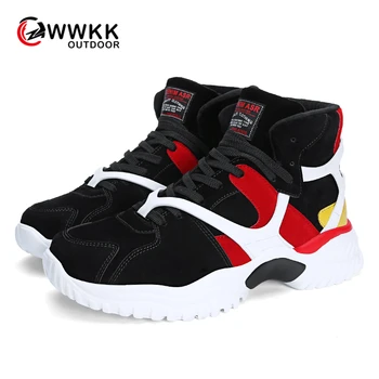 

WWKK 2019 Autumn Hot Sale Running Shoes For Men Jogging High Ankle Sneakers Lace Up Breathe Sport Shoes Walking Man Sports Shoes