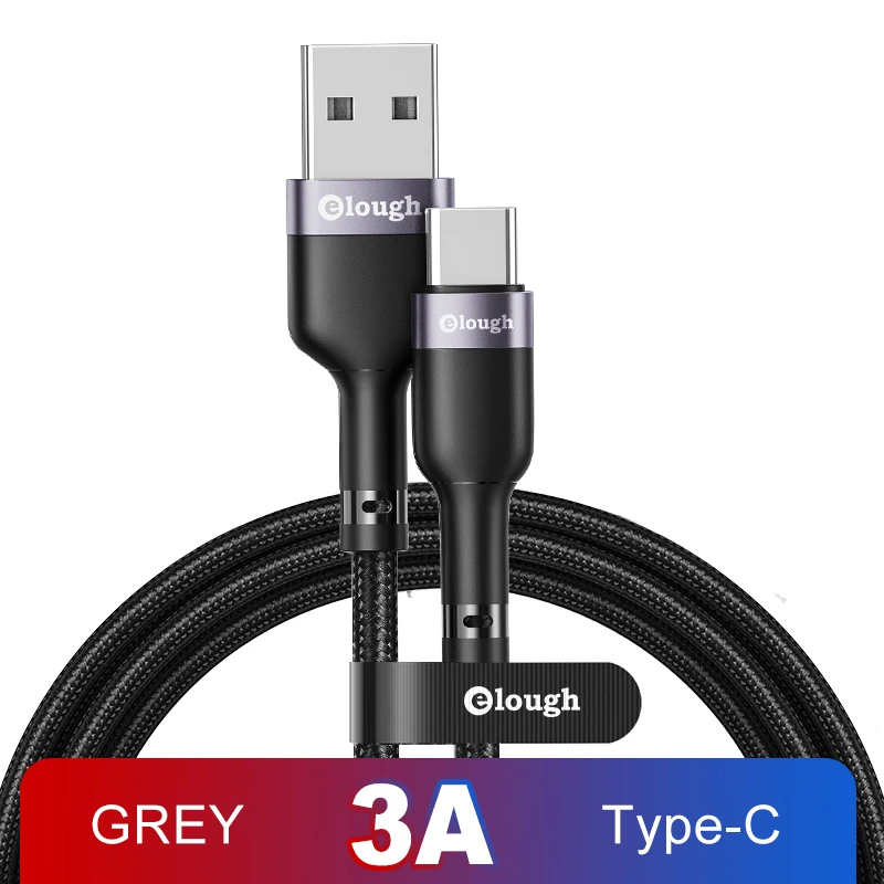 Elough USB Type C Cable 3A Fast Charging USB C Cable For Xiaomi Redmi Poco x3 Samsung S20 S21 Mobile Phone USB-C Type-C Cable 3m android charger type Cables