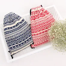 Полосатые сумки на плечо женские хлопковые/рюкзак из холщовой ткани обувь дорожная сумка Портативные сумочки для хранения со шнурочками 35*40 см