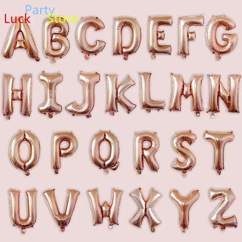107 20PCS 16 inch English rose gold alphabet balloon birthday party wedding wedding room decoration aluminum film balloon