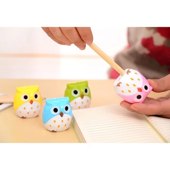 

2PCs Cute Cartoon Animal Owl Pattern Plastic Material Double Holes Pencil Sharpeners Creative Stationery Students Stationery