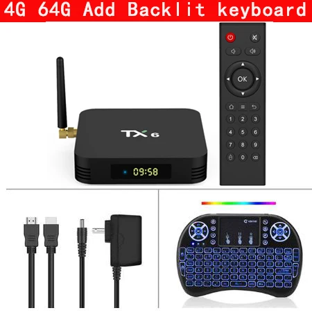 4G 64G Add keyboard TX6 Smart tv BOX Android 9,0 Allwinner H6 четырехъядерный USB 3,0 4G/64G 2,4G/5G двойной wifi BT4.1 4K HD Neftflix Google телеприставка - Цвет: 4G 64G Add keyboard