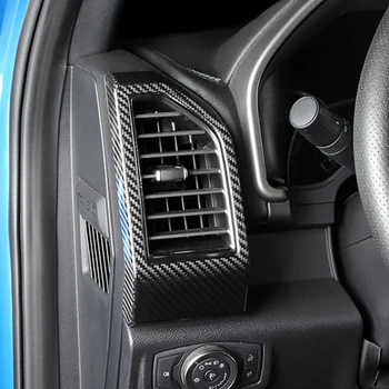 شراءصالح لفورد رابتور F-150 2017-2019 اكسسوارات السيارات ألياف الكربون لوحة أداة التيار المتناوب تنفيس غطاء الكسوة 2 قطعة