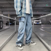 Męskie jeansy szerokie nogawki spodnie denimowe luźne proste workowate męskie jeansy Streetwear hip-hopowe spodnie na co dzień deskorolka S-5XL neutralne spodnie 2
