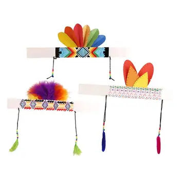 

3pcs DIY Crafting Materials Set Handmade Native American Headband Craft Kit Feather Headdress Kids Educational Toys