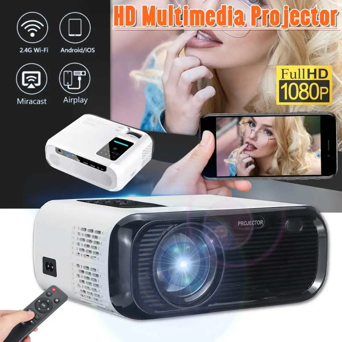 

2019 Newest Mini Portable Projector Video Beamer for Home Cinema Support HD Display For Smart Phone