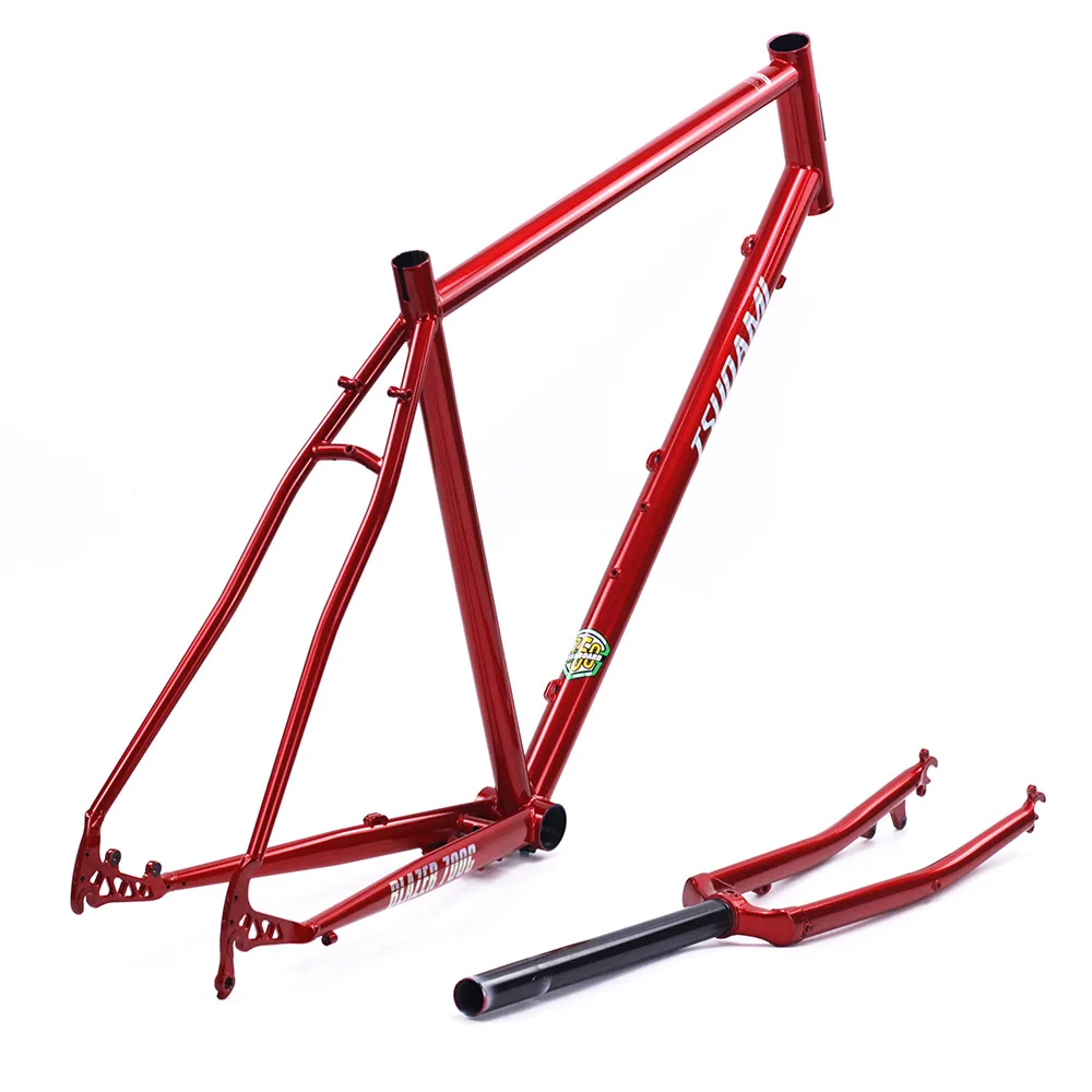 CR-MO сталь 700c Road Touring Frameset CX циклокросс 2" рама вилка гравий дисковый тормоз Классический хром велосипедные рамы - Цвет: 700c red 52cm