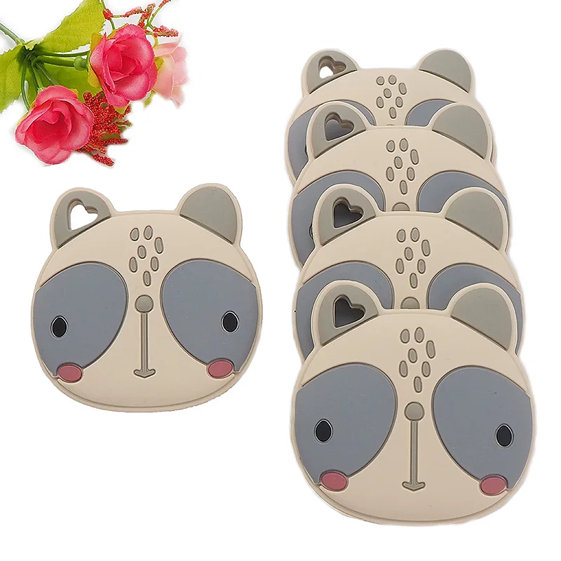 Chenkai 5PCS BPA Free Silicone Big Face Cat Teethers Sensory Chewing Pacifier DIY Baby Necklace Pendant Teething Toys | Мать и ребенок