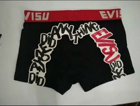 Tide бренд Evisu новые полки Аутентичные повседневные мужские Tide бренд-Боксер Дышащие Боксеры хлопок печати мода боксер короткий жилет - Цвет: Black letters