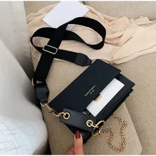 Кожаные сумки с эффектом потертости, контрастные цвета, широкий плечевой ремень, сумки через плечо для женщин, сумка-мессенджер на цепочке, женские кошельки, мини сумки