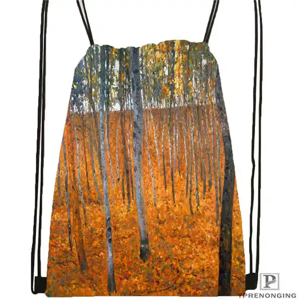 Custom Gustav Klimt походная сумка на шнурке милый рюкзак для детей(черная спинка) 31x40 см#180531-03-15 - Цвет: Drawstring Backpack