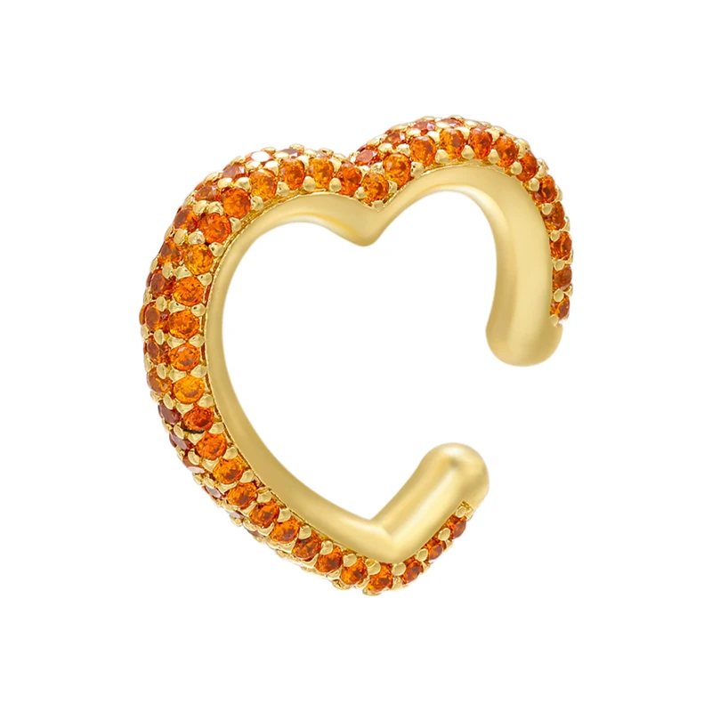 ZHUKOU 1piece 2020 CZ heart Crystal Ear Cuff Earring Fake piercing clips on earrings for women gold/silver color ear Clip VE132