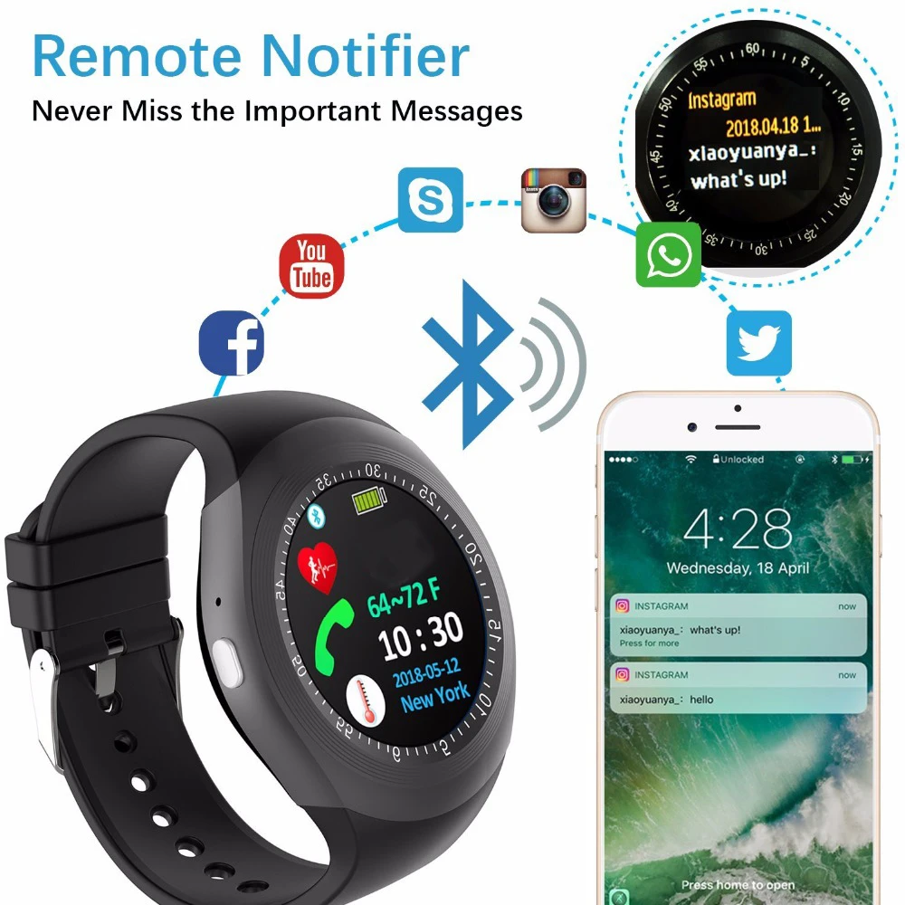696 bluetooth y1 smart watch relogio android smartwatch phone call gsm sim remote camera information display sports pedometer