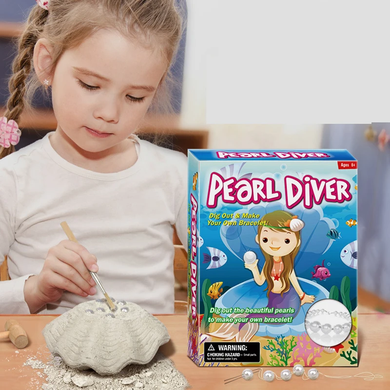 

DIY Puzzle Assembled Archaeological Excavation Kits Toys DIY Shell Pearl Bracelet Girl Dinosaur Digging Up Early Learning