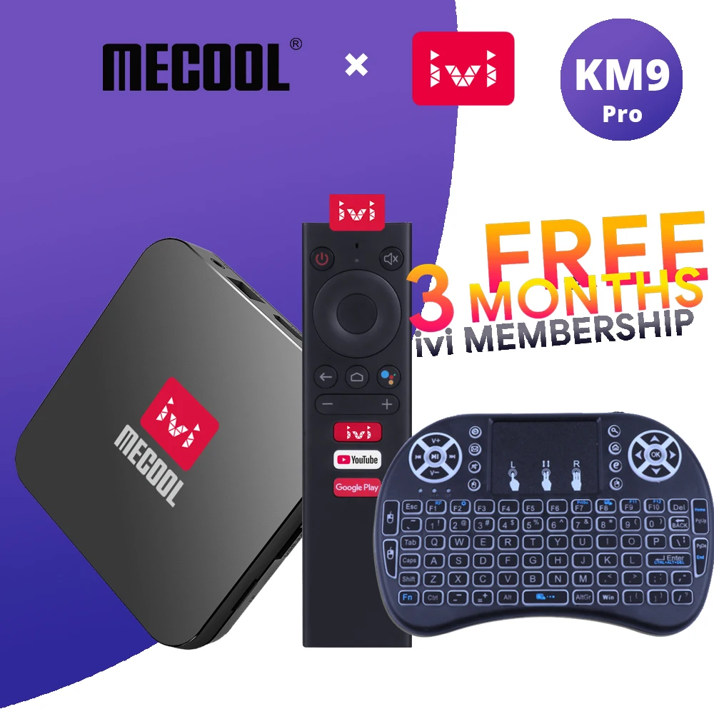 ТВ-приставка Mecool KM9 Pro ivi с сертификацией Google Android TV Amlogic S905X2 10 0 двойным Wi-Fi 4K Smart Set Top