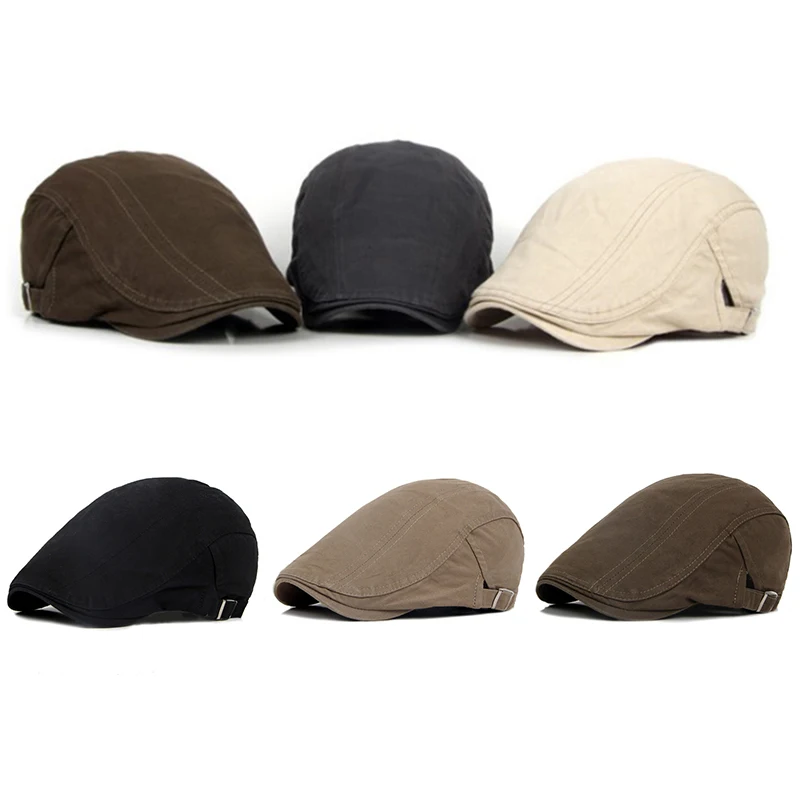 New Adjustable Beret Caps Men Outdoor Sun Breathable Flat Hats Cotton Berets for Casual Peaked Hat Visors Casquette | Аксессуары для
