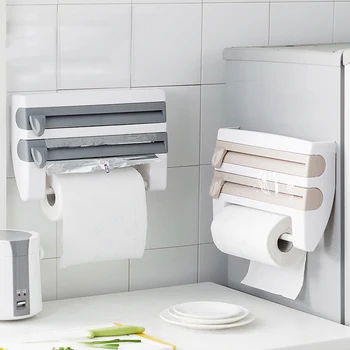 

Multipurpose Shelf Storage Box Paper Holder Plastic Wrap Cutter Dispenser Preservative Film Cutter Kitchen Tool DTT88