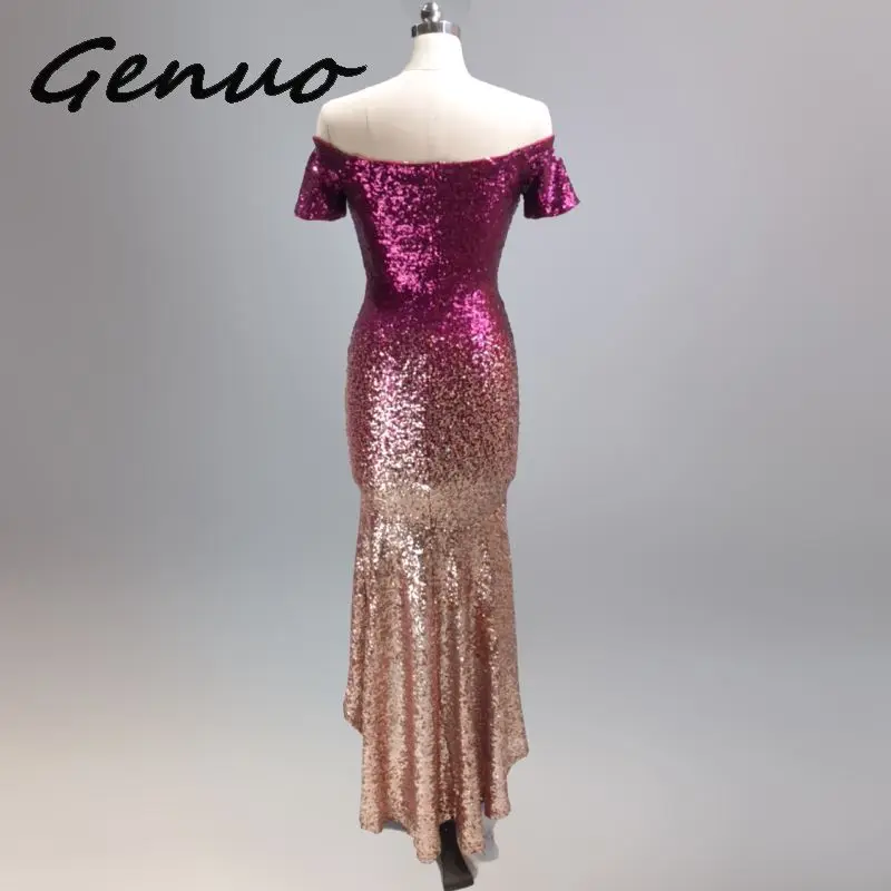 Genuo, новинка, Vestidos De Baile, сексуальные платья для вечеринок,, вырез лодочкой, подлинный, с блестками, ассиметричное, на заказ, Вечерние платья Русалка