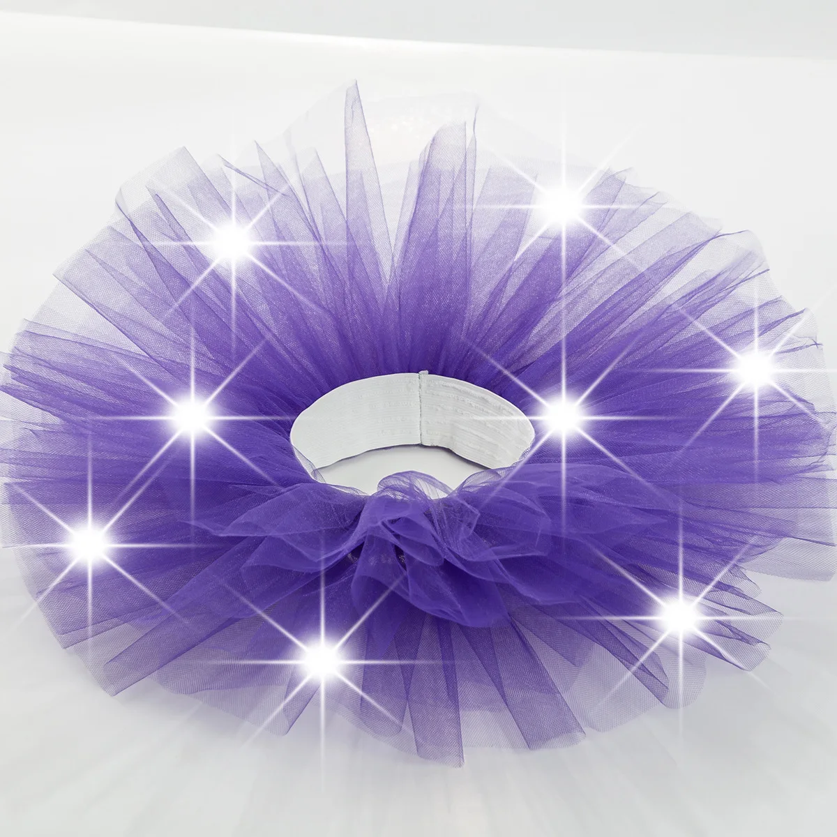 Christmas Kids Girl 5layers LED Dance Lights Party Tutu Skirt Light Up Ball Mini Tutu Fancy Dress Halloween Glow Party Supplies - Цвет: Фиолетовый