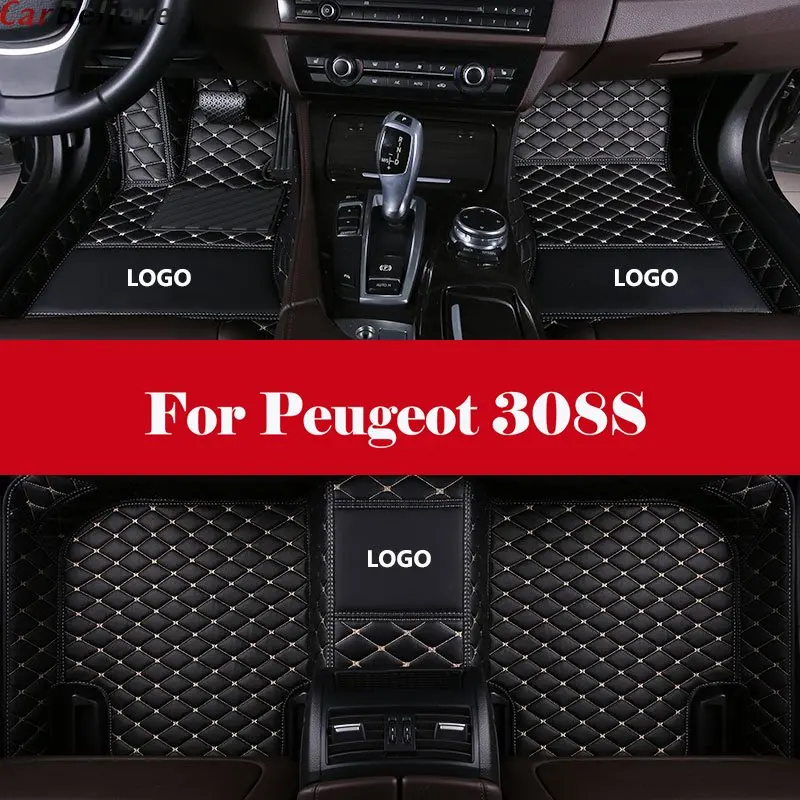 

Custom Fit Luxury XPE Leather Waterproof 3D Surrounded Full Set Car Floor Mats car styling For Peugeot 308S