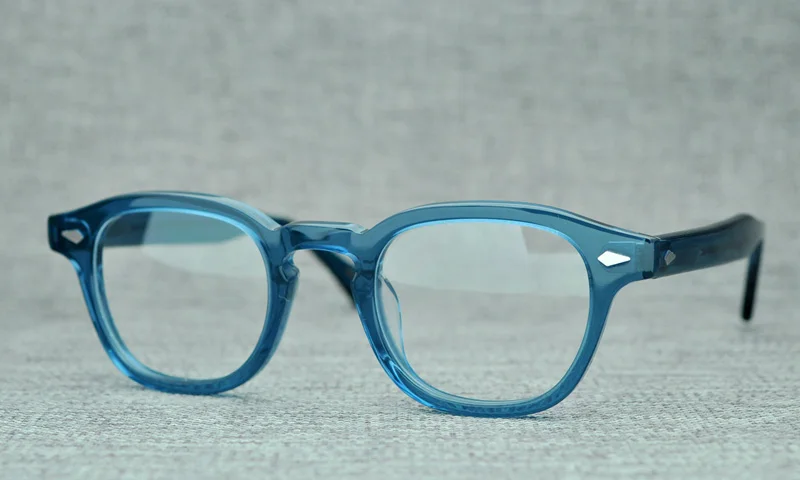 Круглый Ацетат Ручной работы, оправа для женщин, солнцезащитные очки для мужчин, брендовые дизайнерские компьютерные очки, оптическая оправа для очков, очки для близорукости - Цвет оправы: blue transparent