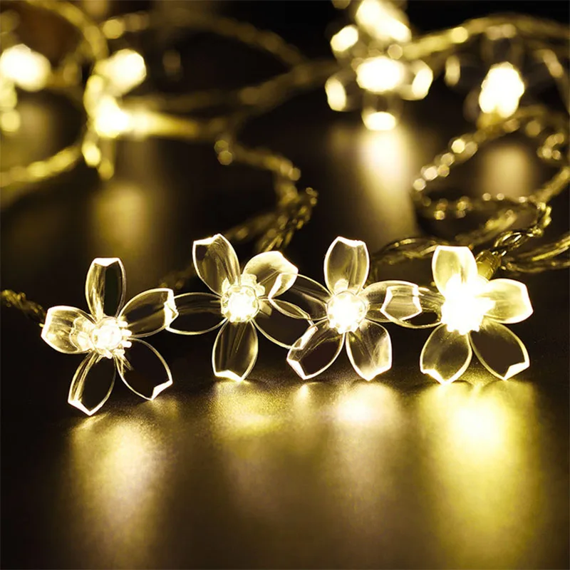 solar garden lights Outdoor Solar Garland Street Garlands Fairy Lights LED String Cherry Blossom Decorative Lights For Garden Wedding Decoration 12M solar flood lights outdoor Solar Lamps