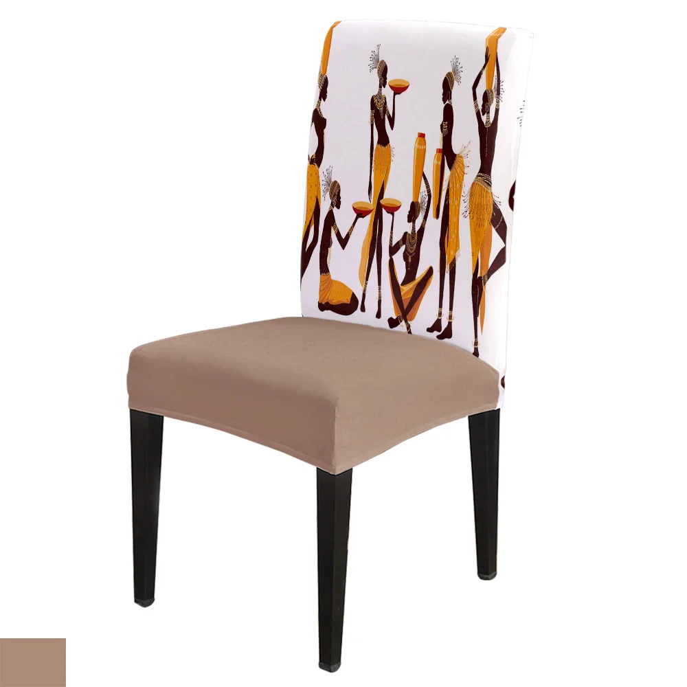 African Woman Yoga Vase Silhouette Chair Cover for Dining Room Table Covers Chairs Kitchen Tablecloth Home Decor | Дом и сад