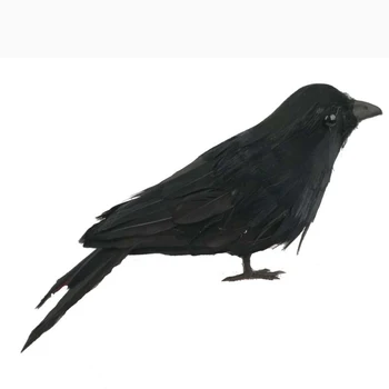 

New Garden Lifelike Scary Raven Feather Black Crow Realistic Bird Home Decoration Halloween Display Event Party Supplies Gift