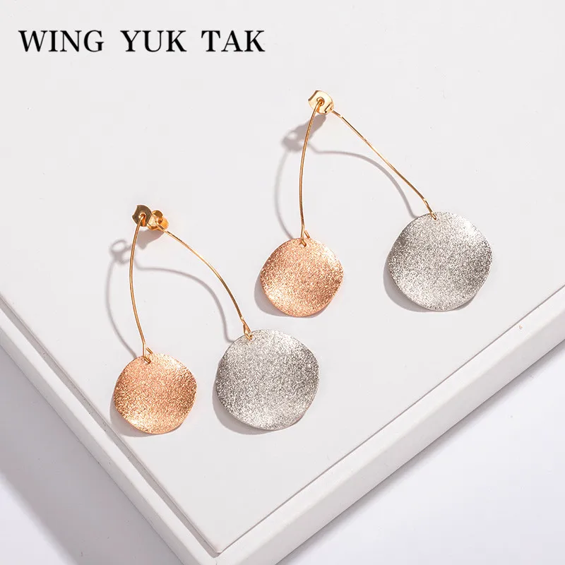 

wing yuk tak Trendy Punk Earrings For Woman Round Metal Statement Stud Earrings Jewelry Boucle D'oreille Femme 2019