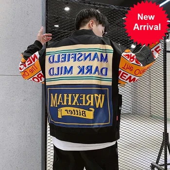 

Hop Streetwear Hip Pilot Flight Bomber Jacket Coat Men Korean Harajuku Oversized Graffiti Baseball Jacket Men Windbreaker
