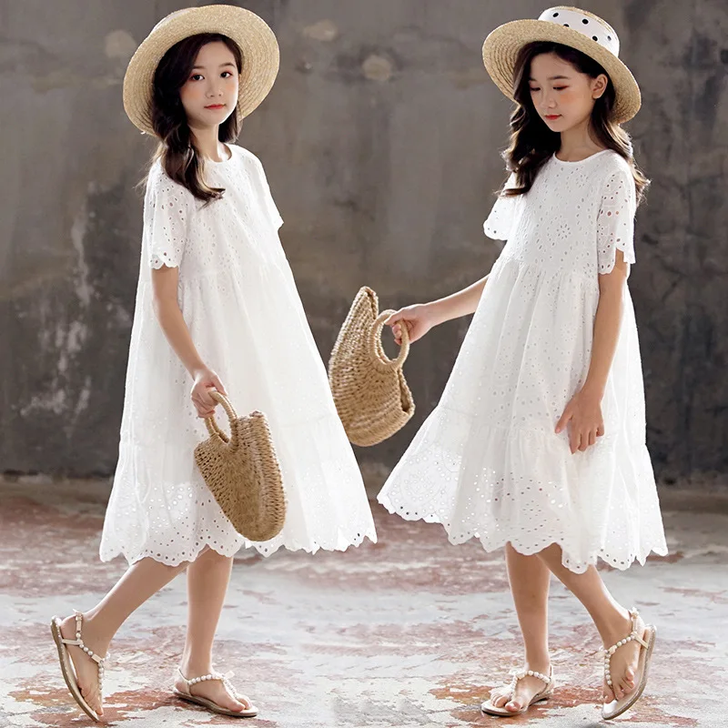 Sale Summer Girls Dress Party Clothes Embroidery Baby Princess Children 100%Cotton No  llKVKjlBo